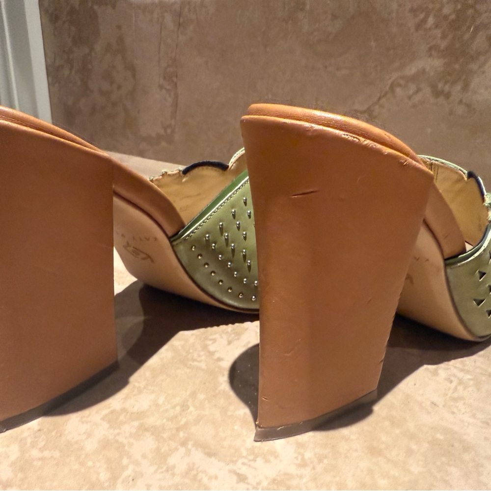 Katy Perry Collections Green and Red Mules with Floral Cutouts - Picture 5 of 9